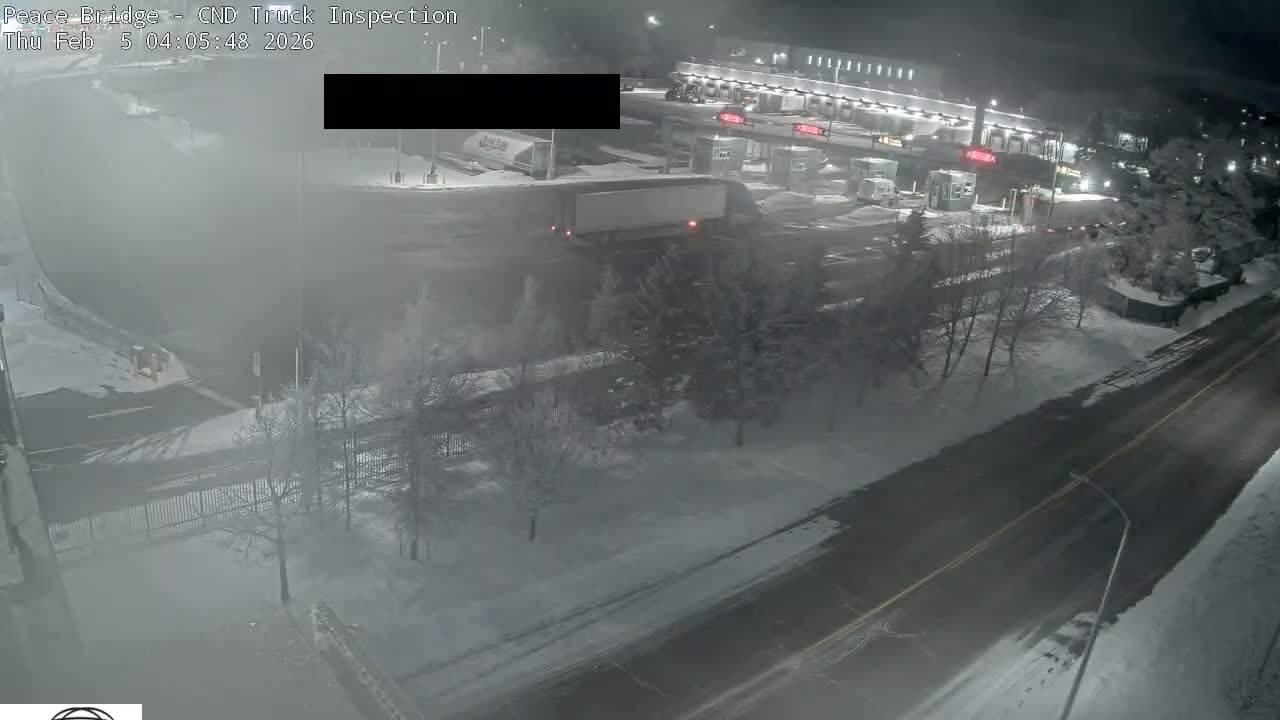 Fort Erie, Peace Bridge Canada Bound Truck Border Crossing Check Toll Booth Live Cam -Fort Erie, Niagara, Ontario, Canada