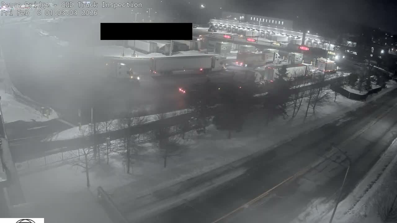 Fort Erie, Peace Bridge Canada Bound Truck Border Crossing Check Toll Booth Live Cam -Fort Erie, Niagara, Ontario, Canada