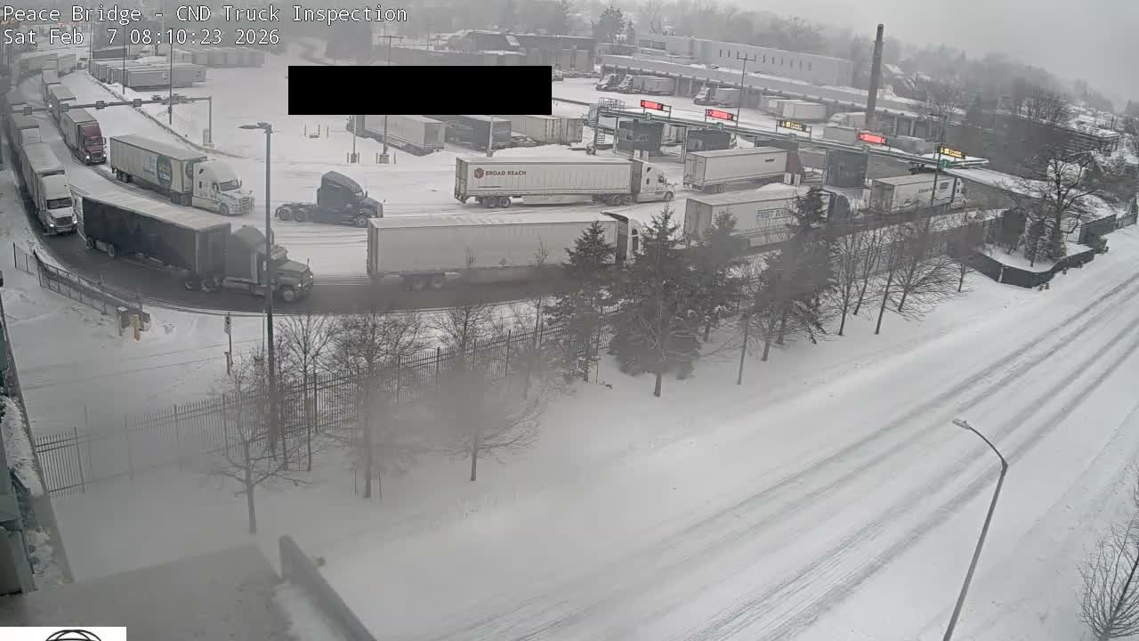 Fort Erie, Peace Bridge Canada Bound Truck Border Crossing Check Toll Booth Live Cam -Fort Erie, Niagara, Ontario, Canada