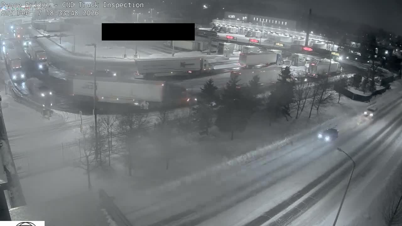 Fort Erie, Peace Bridge Canada Bound Truck Border Crossing Check Toll Booth Live Cam -Fort Erie, Niagara, Ontario, Canada