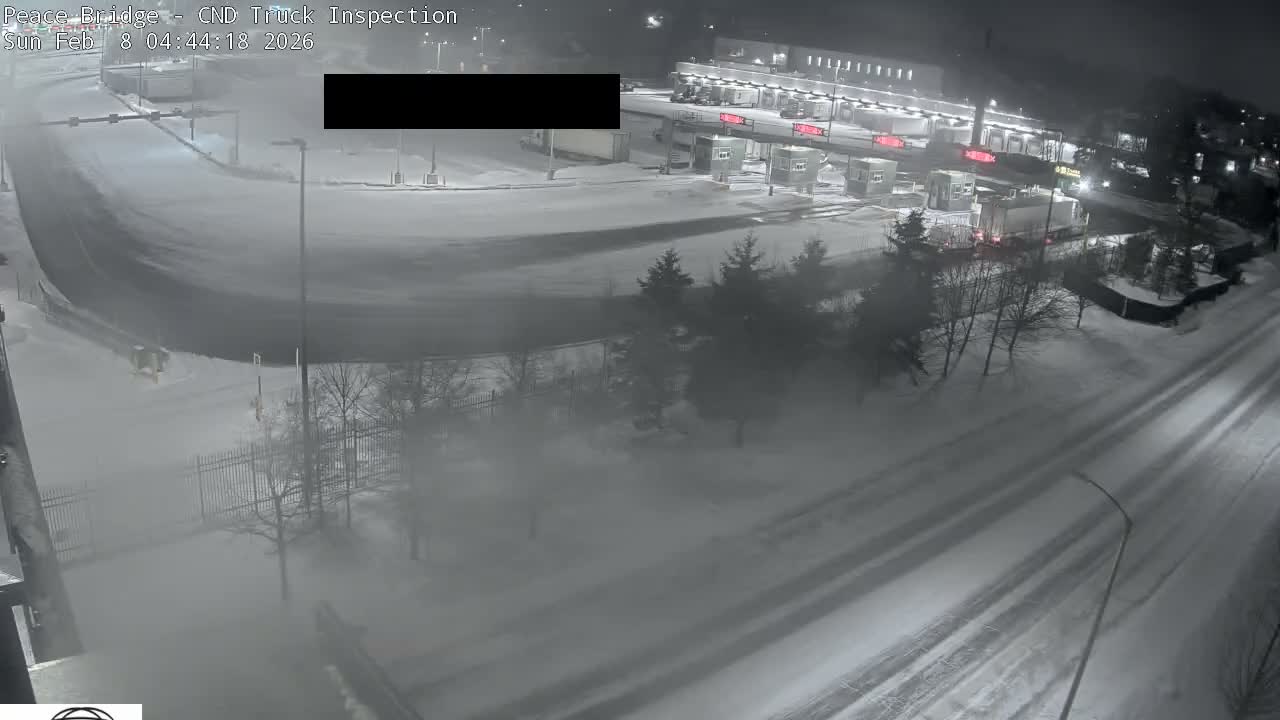 Fort Erie, Peace Bridge Canada Bound Truck Border Crossing Check Toll Booth Live Cam -Fort Erie, Niagara, Ontario, Canada