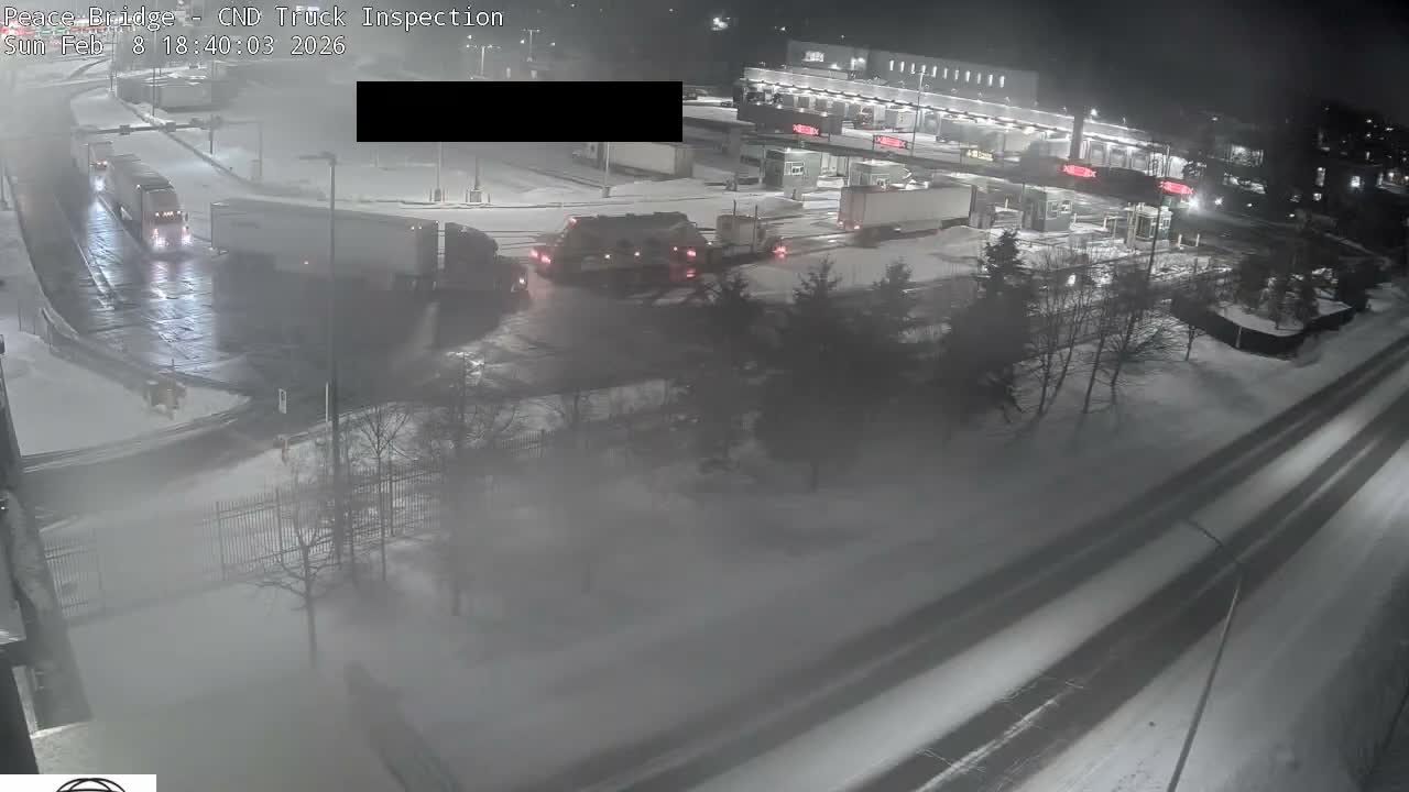 Fort Erie, Peace Bridge Canada Bound Truck Border Crossing Check Toll Booth Live Cam -Fort Erie, Niagara, Ontario, Canada