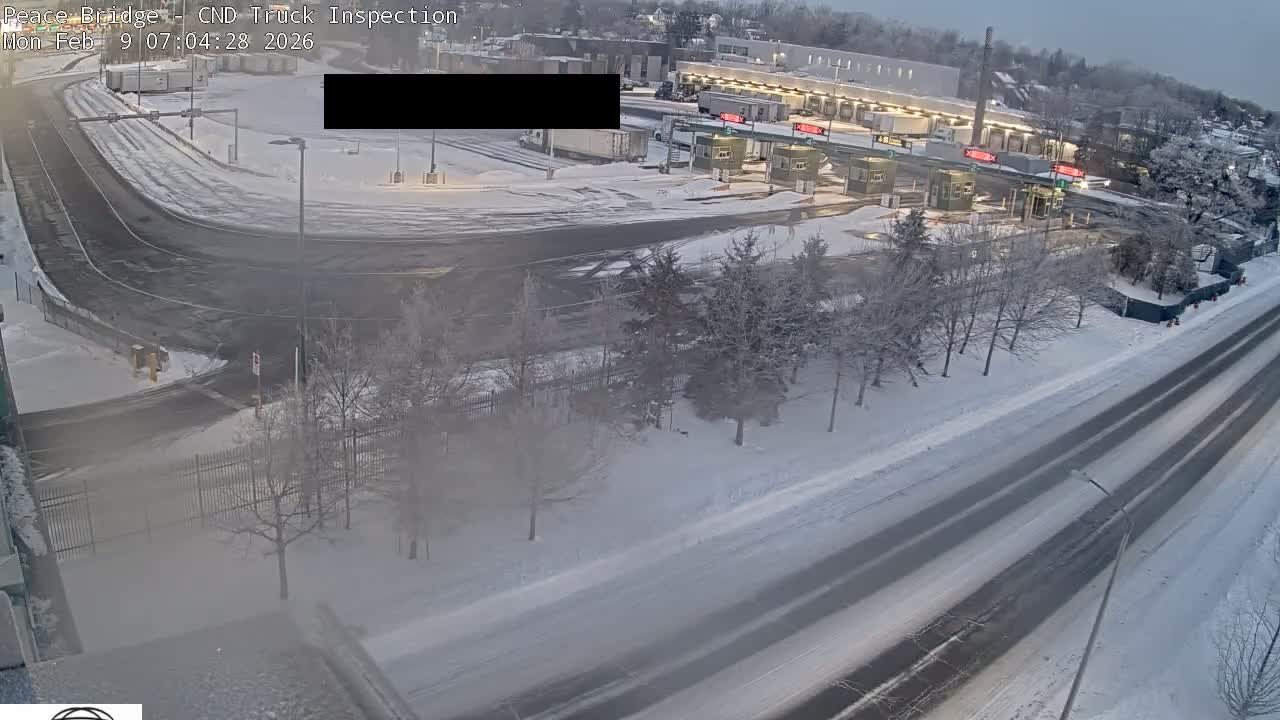 Fort Erie, Peace Bridge Canada Bound Truck Border Crossing Check Toll Booth Live Cam -Fort Erie, Niagara, Ontario, Canada