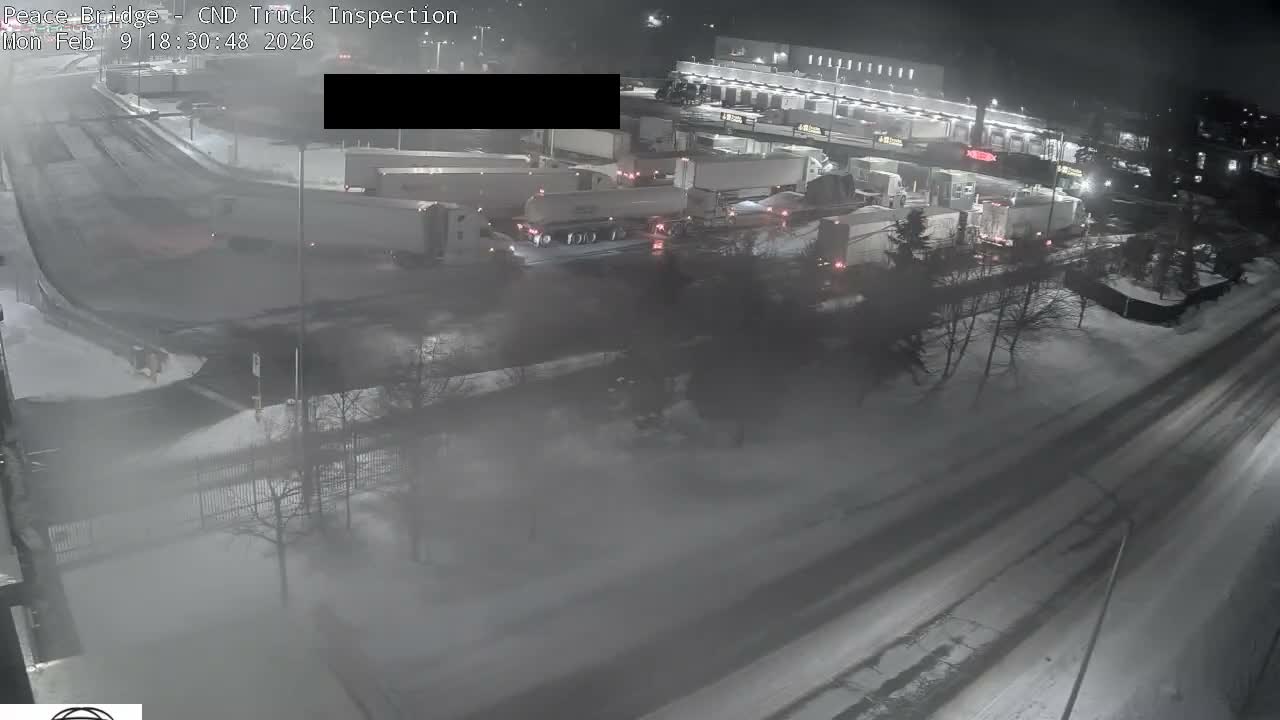 Fort Erie, Peace Bridge Canada Bound Truck Border Crossing Check Toll Booth Live Cam -Fort Erie, Niagara, Ontario, Canada