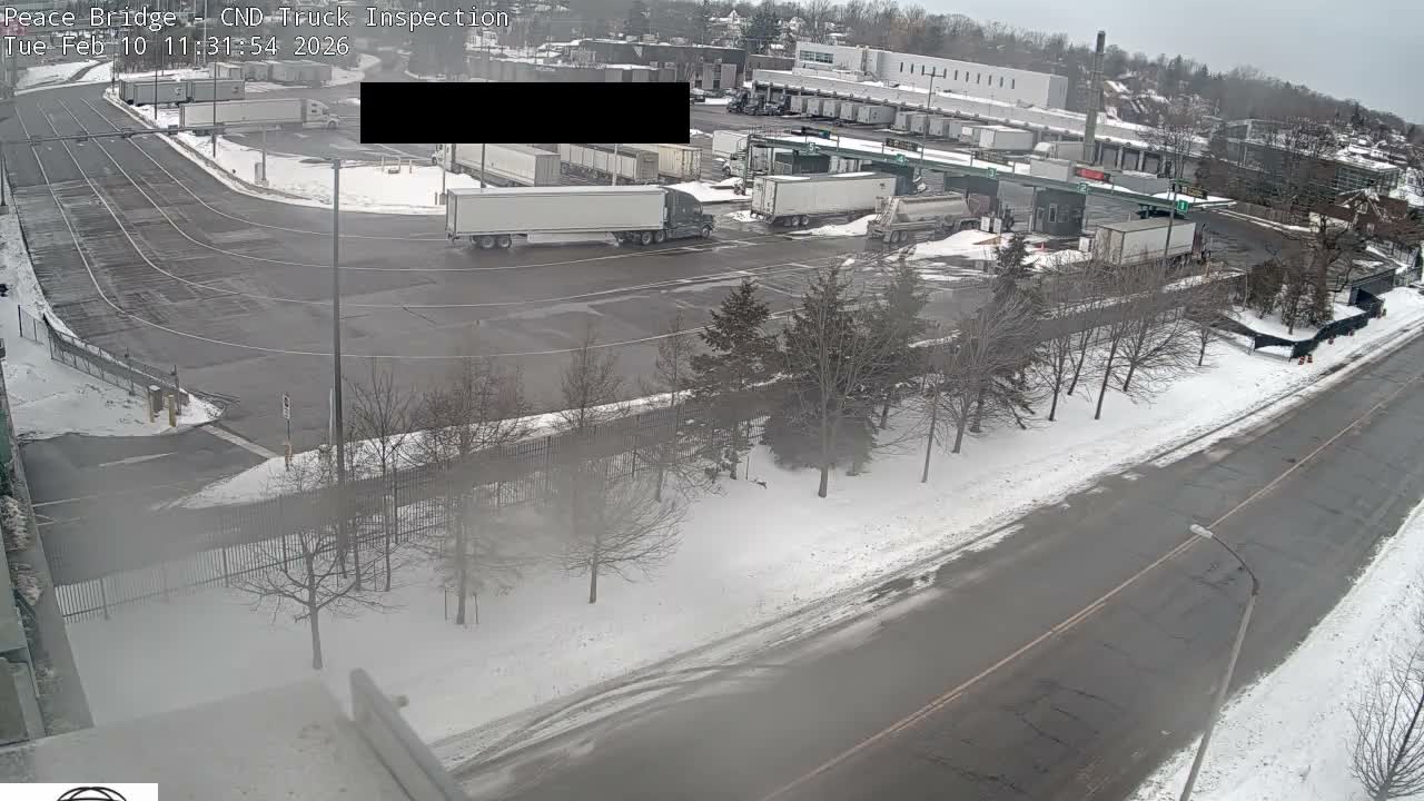 Fort Erie, Peace Bridge Canada Bound Truck Border Crossing Check Toll Booth Live Cam -Fort Erie, Niagara, Ontario, Canada