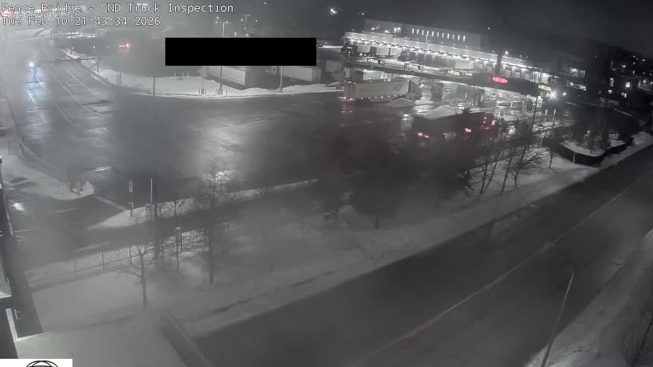 Fort Erie, Peace Bridge Canada Bound Truck Border Crossing Check Toll Booth Live Cam -Fort Erie, Niagara, Ontario, Canada