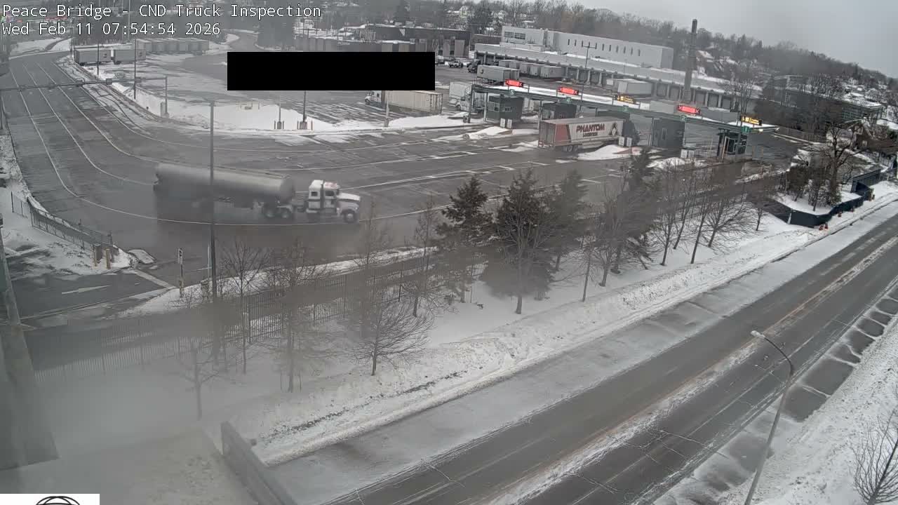 Fort Erie, Peace Bridge Canada Bound Truck Border Crossing Check Toll Booth Live Cam -Fort Erie, Niagara, Ontario, Canada