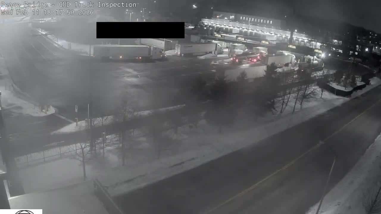 Fort Erie, Peace Bridge Canada Bound Truck Border Crossing Check Toll Booth Live Cam -Fort Erie, Niagara, Ontario, Canada