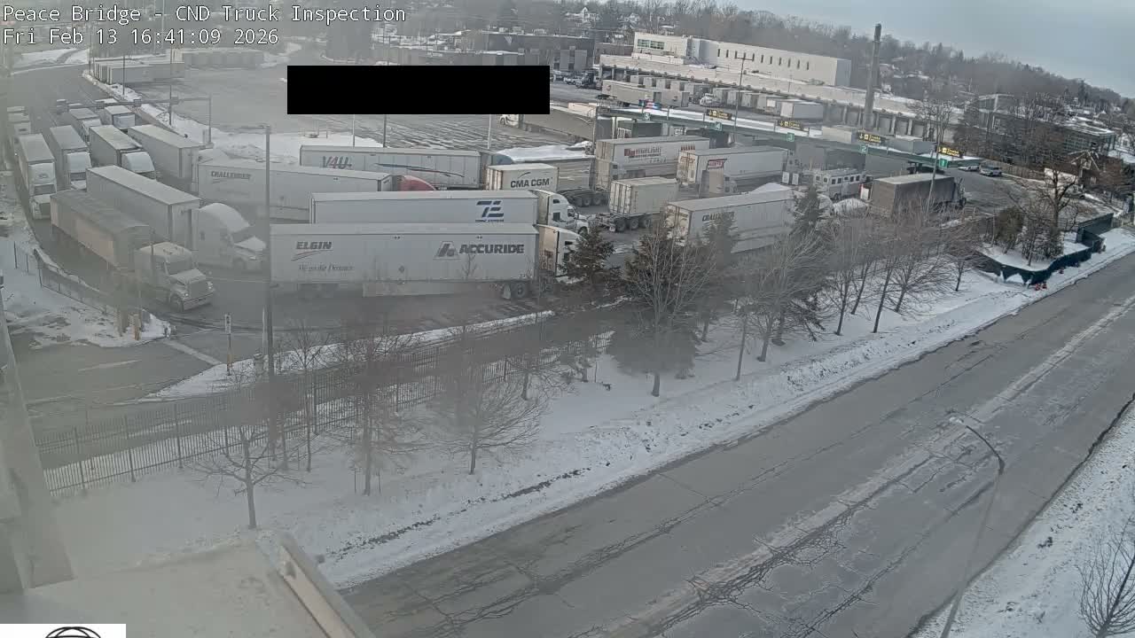Fort Erie, Peace Bridge Canada Bound Truck Border Crossing Check Toll Booth Live Cam -Fort Erie, Niagara, Ontario, Canada