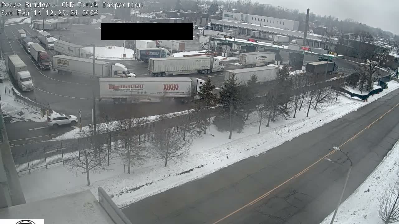 Fort Erie, Peace Bridge Canada Bound Truck Border Crossing Check Toll Booth Live Cam -Fort Erie, Niagara, Ontario, Canada