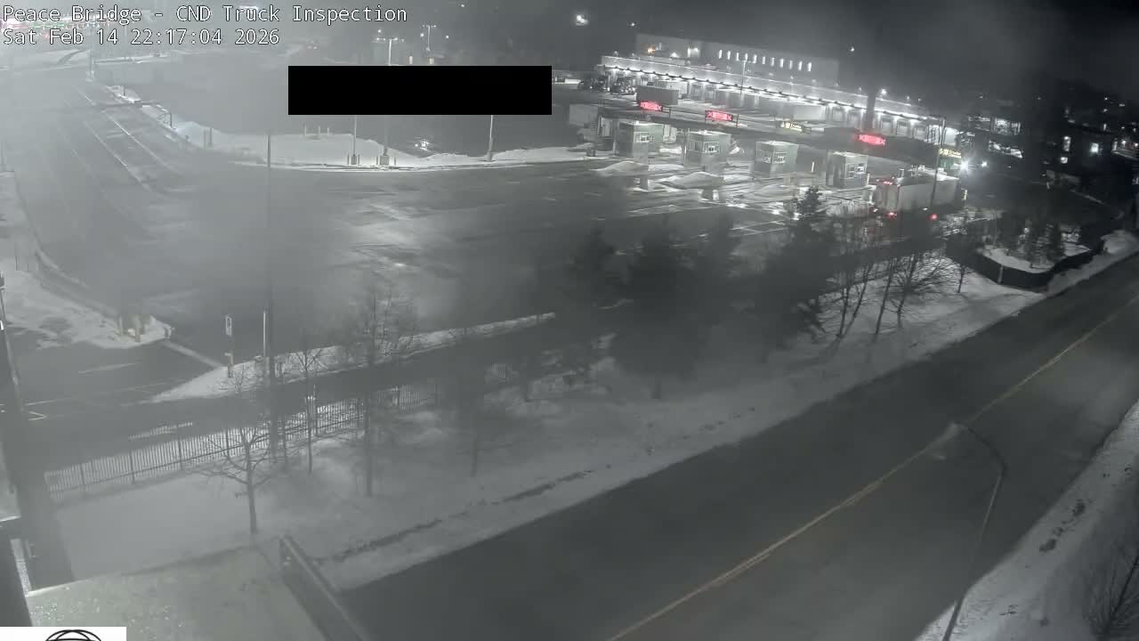 Fort Erie, Peace Bridge Canada Bound Truck Border Crossing Check Toll Booth Live Cam -Fort Erie, Niagara, Ontario, Canada
