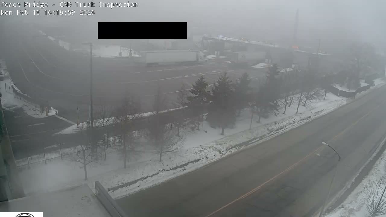Fort Erie, Peace Bridge Canada Bound Truck Border Crossing Check Toll Booth Live Cam -Fort Erie, Niagara, Ontario, Canada