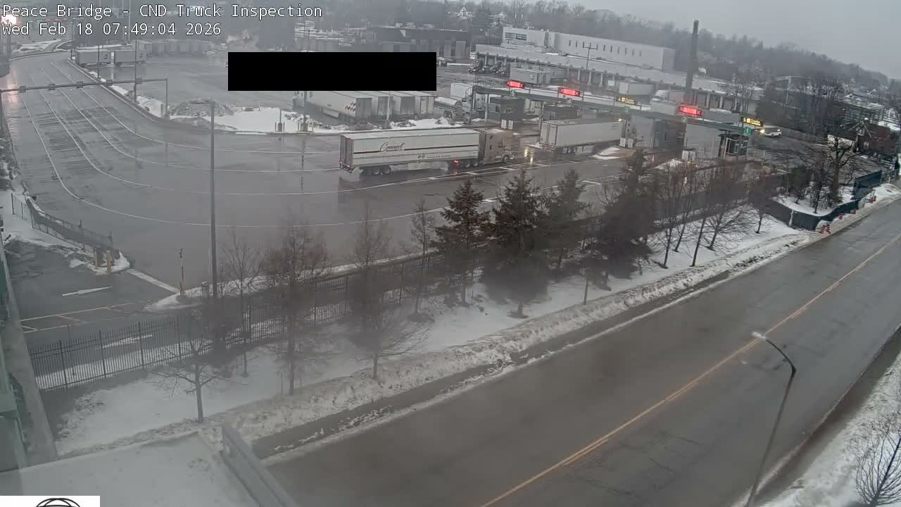 Fort Erie, Peace Bridge Canada Bound Truck Border Crossing Check Toll Booth Live Cam -Fort Erie, Niagara, Ontario, Canada