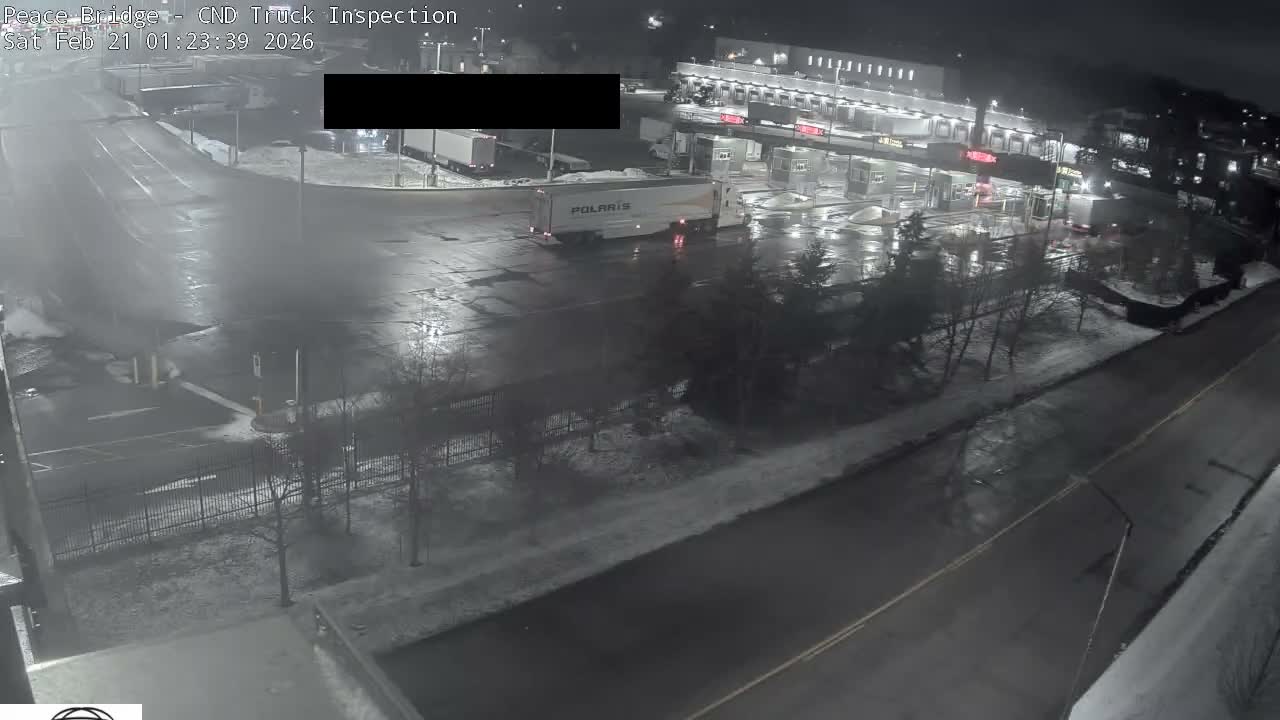 Fort Erie, Peace Bridge Canada Bound Truck Border Crossing Check Toll Booth Live Cam -Fort Erie, Niagara, Ontario, Canada