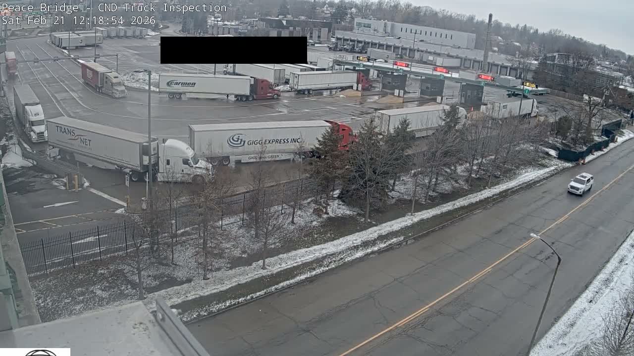 Fort Erie, Peace Bridge Canada Bound Truck Border Crossing Check Toll Booth Live Cam -Fort Erie, Niagara, Ontario, Canada