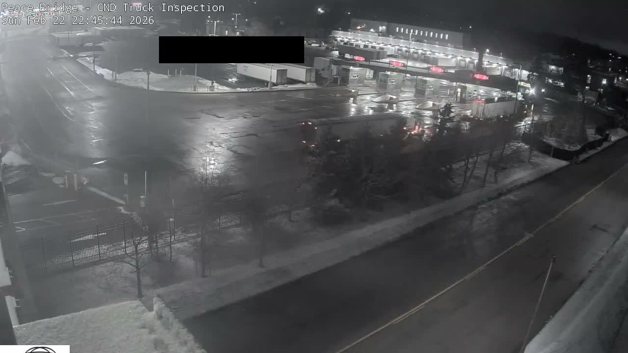 Fort Erie, Peace Bridge Canada Bound Truck Border Crossing Check Toll Booth Live Cam -Fort Erie, Niagara, Ontario, Canada