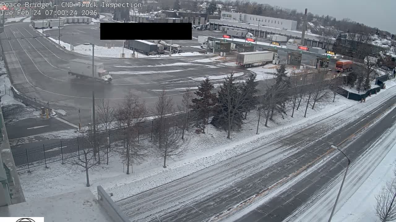 Fort Erie, Peace Bridge Canada Bound Truck Border Crossing Check Toll Booth Live Cam -Fort Erie, Niagara, Ontario, Canada