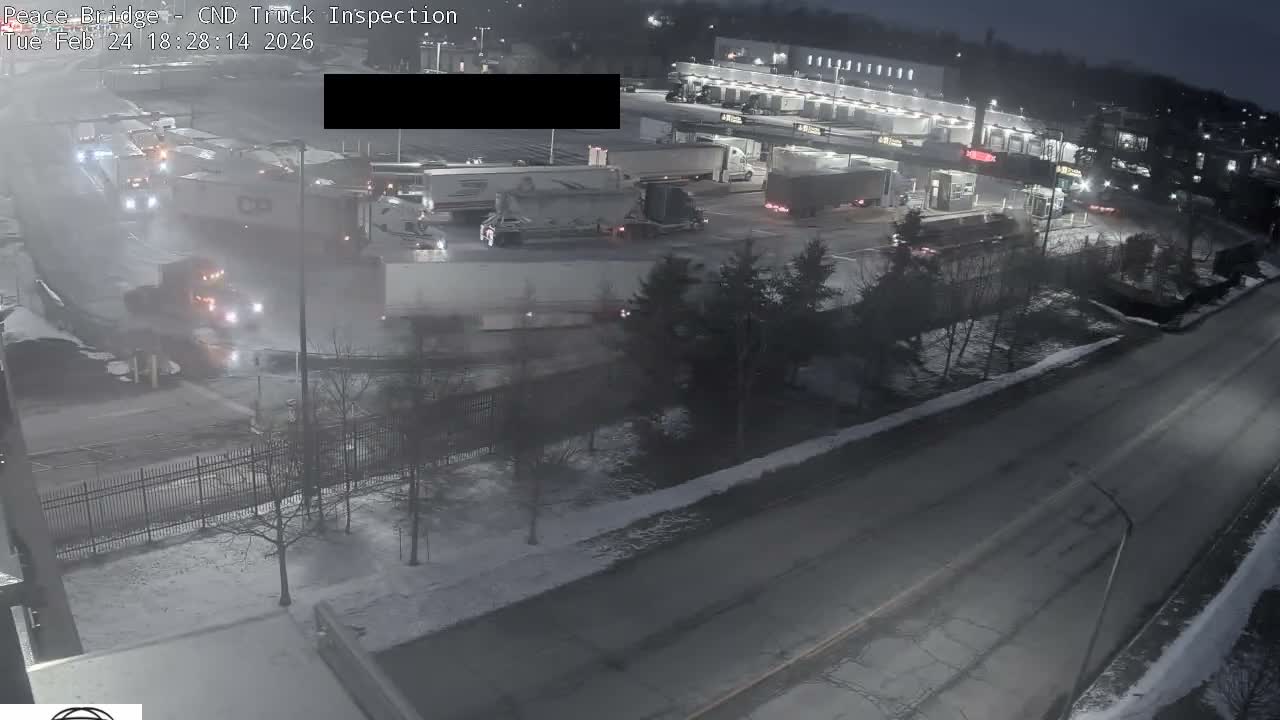Fort Erie, Peace Bridge Canada Bound Truck Border Crossing Check Toll Booth Live Cam -Fort Erie, Niagara, Ontario, Canada