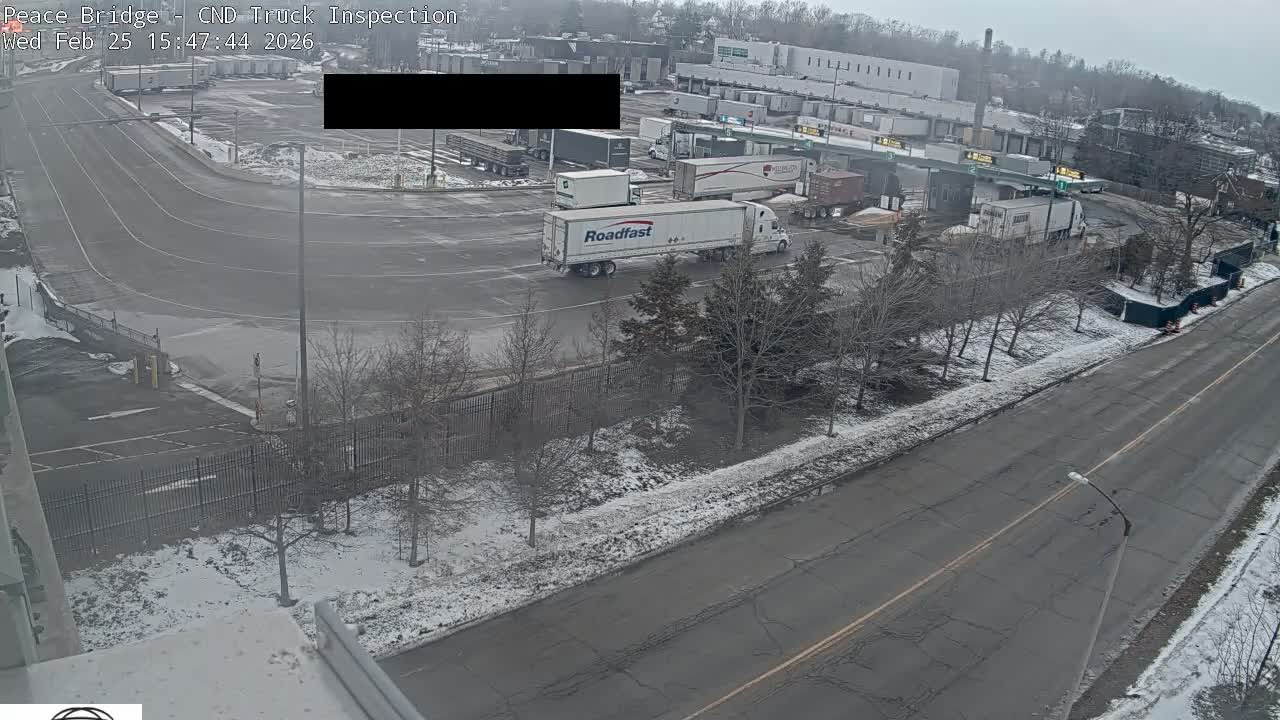 Fort Erie, Peace Bridge Canada Bound Truck Border Crossing Check Toll Booth Live Cam -Fort Erie, Niagara, Ontario, Canada