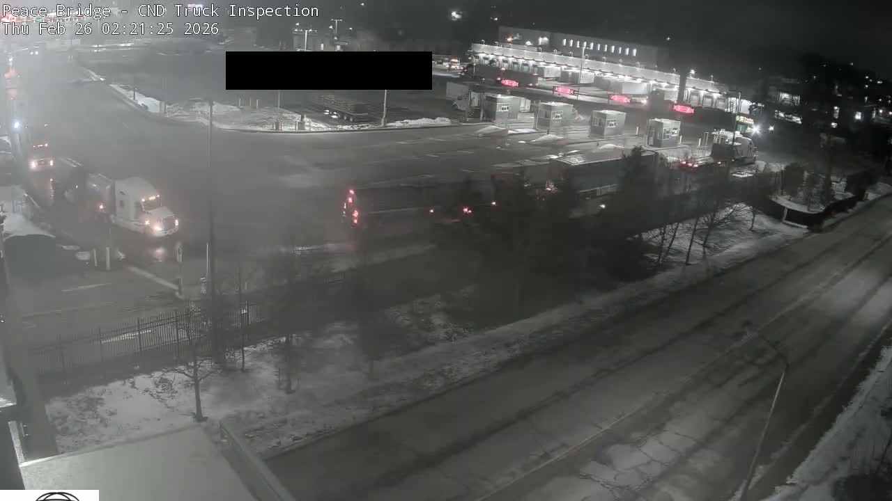 Fort Erie, Peace Bridge Canada Bound Truck Border Crossing Check Toll Booth Live Cam -Fort Erie, Niagara, Ontario, Canada