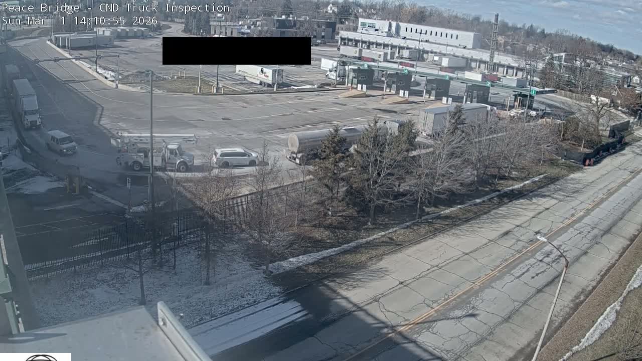 Fort Erie, Peace Bridge Canada Bound Truck Border Crossing Check Toll Booth Live Cam -Fort Erie, Niagara, Ontario, Canada