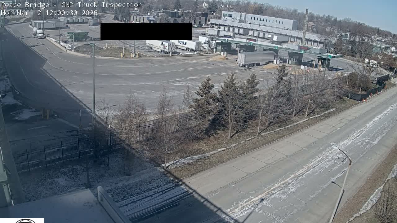 Fort Erie, Peace Bridge Canada Bound Truck Border Crossing Check Toll Booth Live Cam -Fort Erie, Niagara, Ontario, Canada