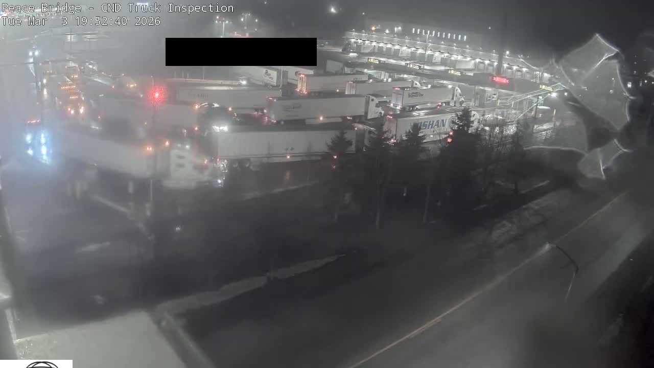 Fort Erie, Peace Bridge Canada Bound Truck Border Crossing Check Toll Booth Live Cam -Fort Erie, Niagara, Ontario, Canada