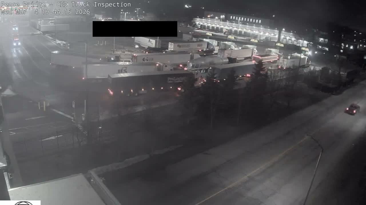 Fort Erie, Peace Bridge Canada Bound Truck Border Crossing Check Toll Booth Live Cam -Fort Erie, Niagara, Ontario, Canada
