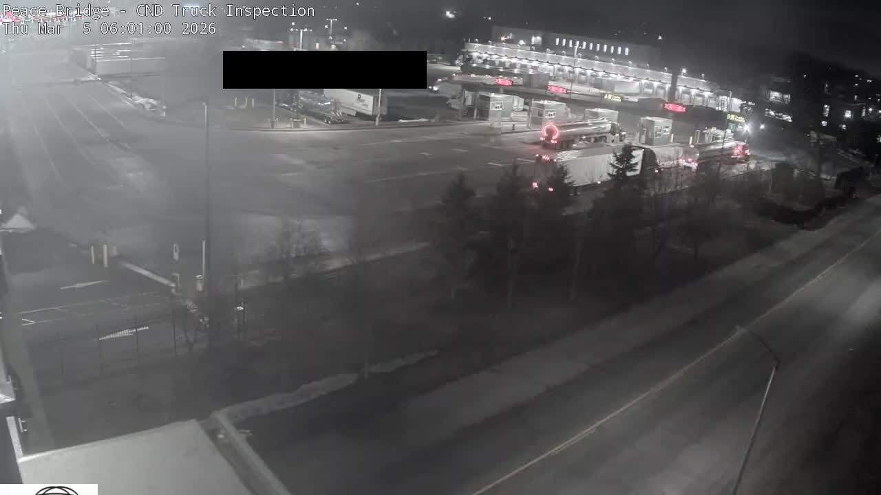 Fort Erie, Peace Bridge Canada Bound Truck Border Crossing Check Toll Booth Live Cam -Fort Erie, Niagara, Ontario, Canada