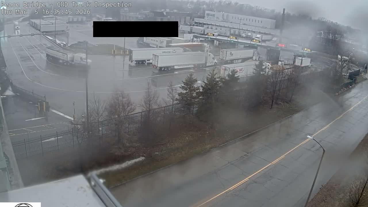 Fort Erie, Peace Bridge Canada Bound Truck Border Crossing Check Toll Booth Live Cam -Fort Erie, Niagara, Ontario, Canada