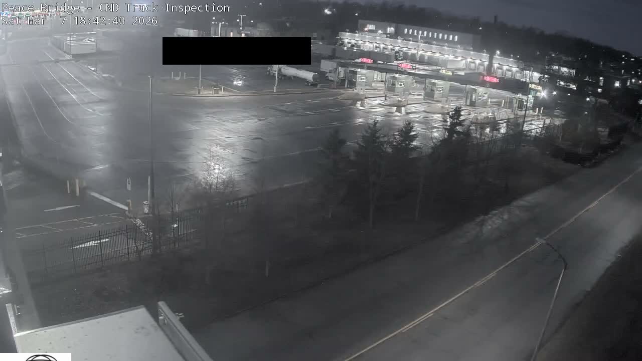 Fort Erie, Peace Bridge Canada Bound Truck Border Crossing Check Toll Booth Live Cam -Fort Erie, Niagara, Ontario, Canada