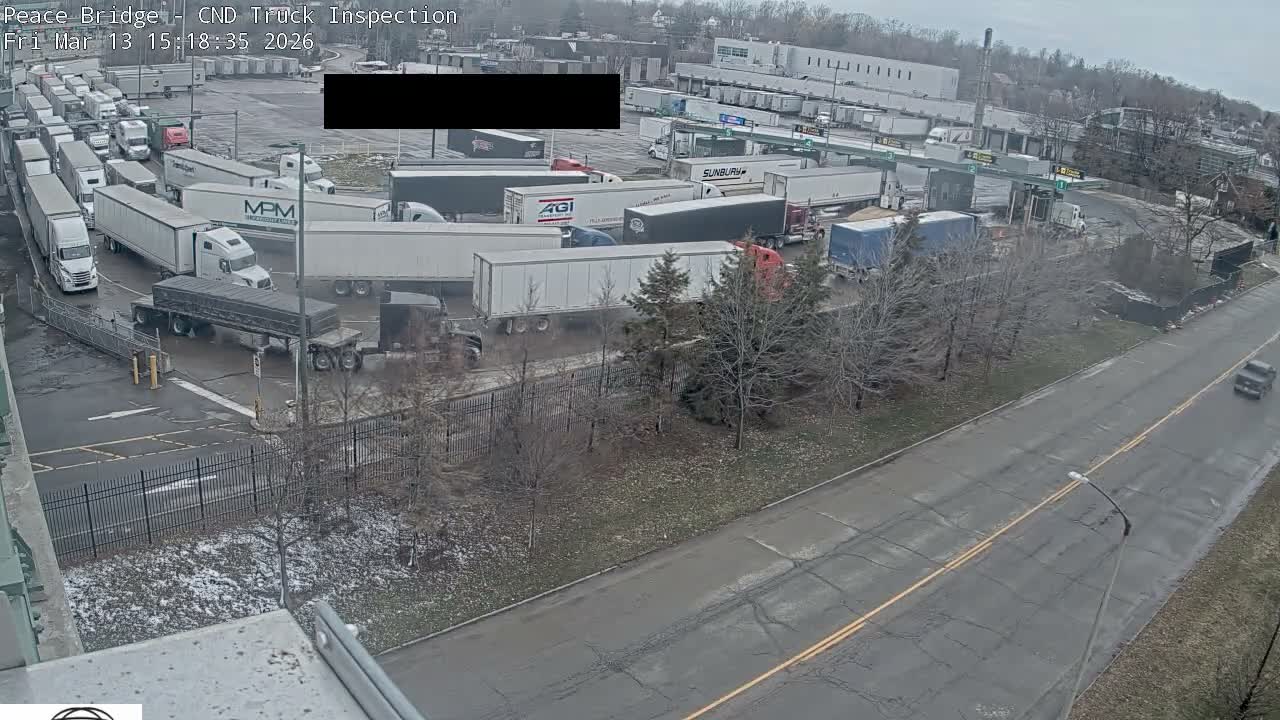 Fort Erie, Peace Bridge Canada Bound Truck Border Crossing Check Toll Booth Live Cam -Fort Erie, Niagara, Ontario, Canada