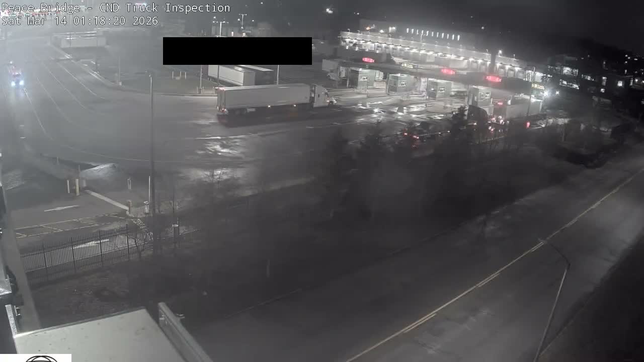 Fort Erie, Peace Bridge Canada Bound Truck Border Crossing Check Toll Booth Live Cam -Fort Erie, Niagara, Ontario, Canada