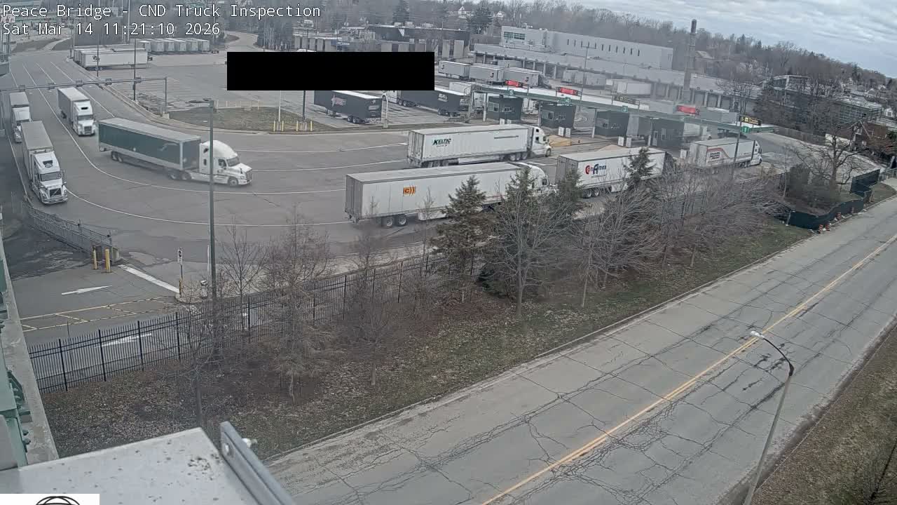 Fort Erie, Peace Bridge Canada Bound Truck Border Crossing Check Toll Booth Live Cam -Fort Erie, Niagara, Ontario, Canada