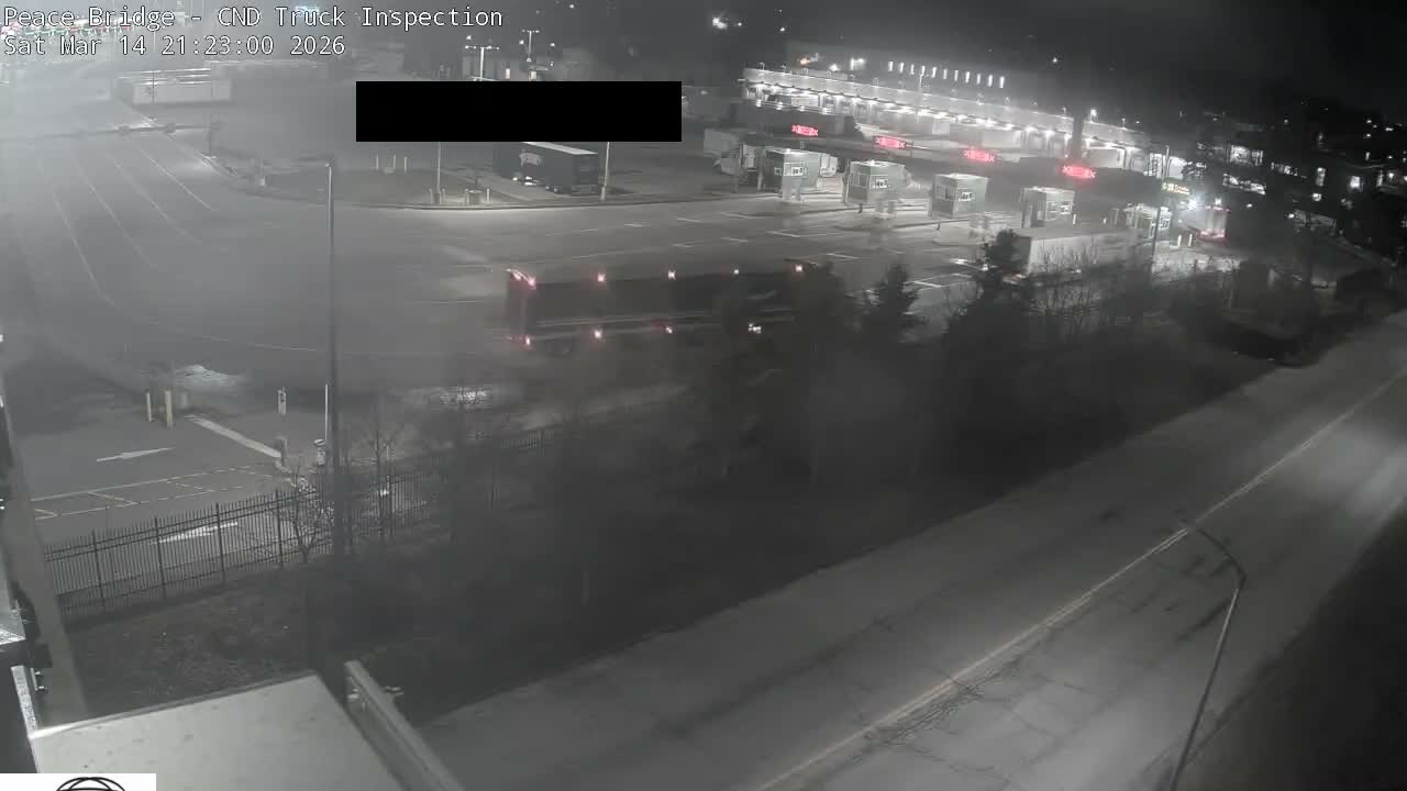 Fort Erie, Peace Bridge Canada Bound Truck Border Crossing Check Toll Booth Live Cam -Fort Erie, Niagara, Ontario, Canada