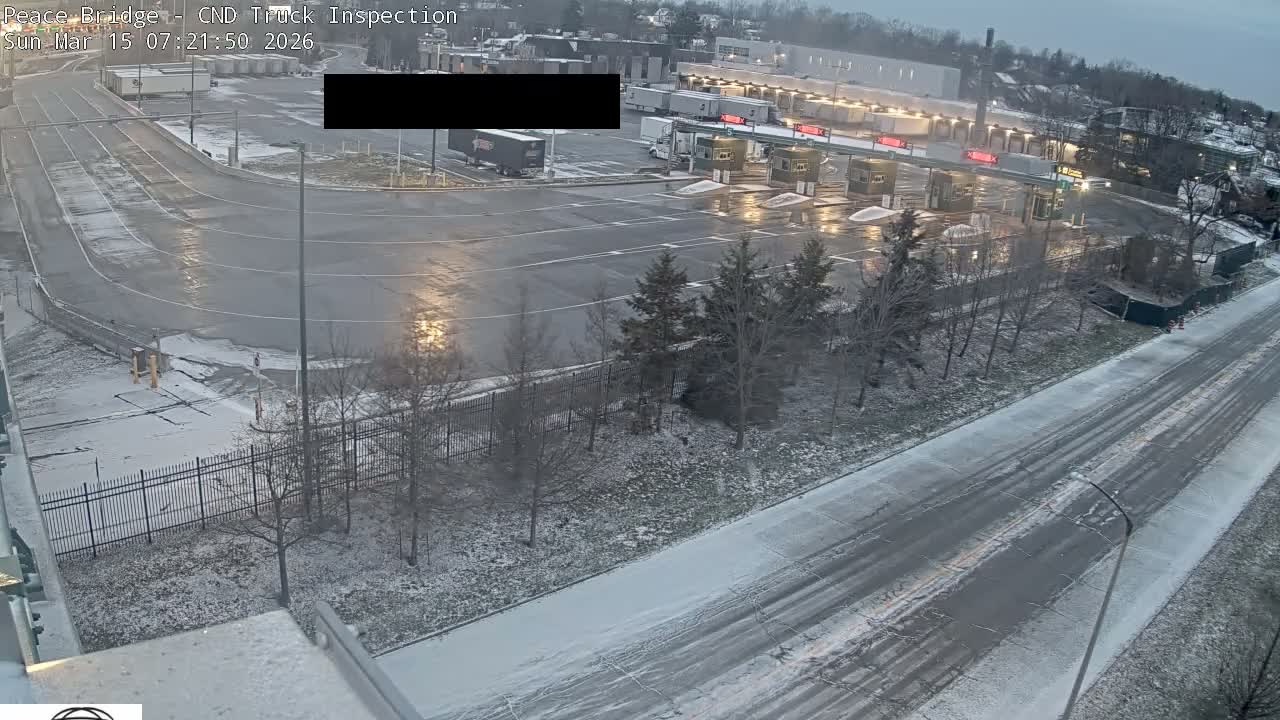 Fort Erie, Peace Bridge Canada Bound Truck Border Crossing Check Toll Booth Live Cam -Fort Erie, Niagara, Ontario, Canada