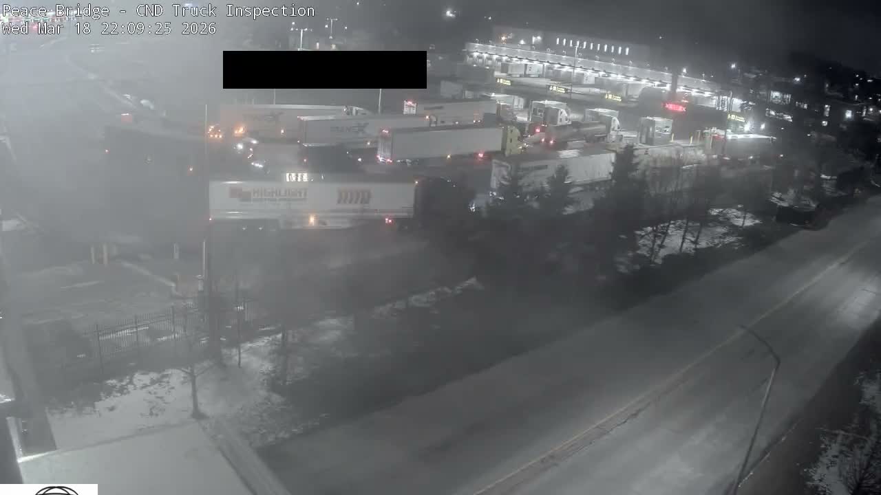 Fort Erie, Peace Bridge Canada Bound Truck Border Crossing Check Toll Booth Live Cam -Fort Erie, Niagara, Ontario, Canada
