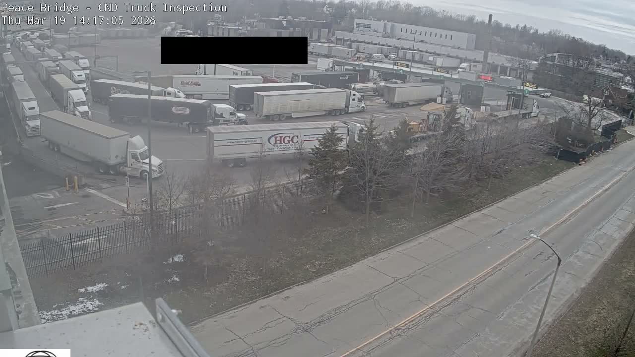 Fort Erie, Peace Bridge Canada Bound Truck Border Crossing Check Toll Booth Live Cam -Fort Erie, Niagara, Ontario, Canada