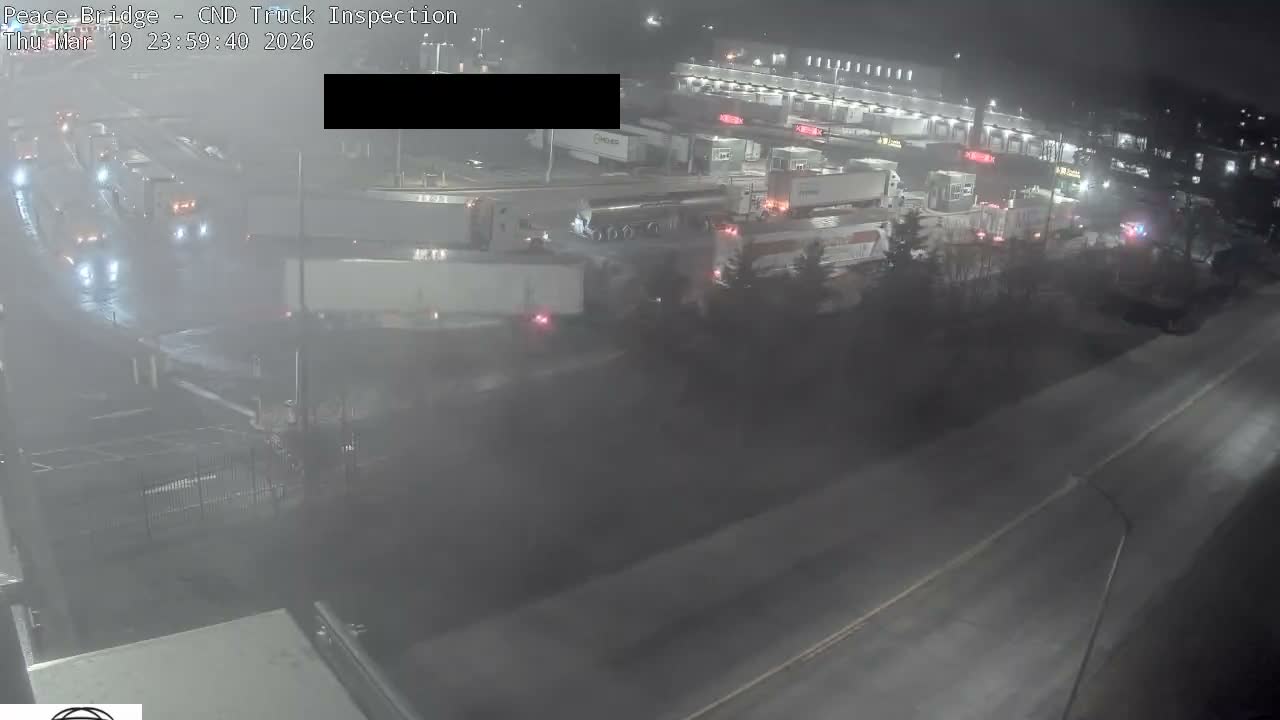 Fort Erie, Peace Bridge Canada Bound Truck Border Crossing Check Toll Booth Live Cam -Fort Erie, Niagara, Ontario, Canada