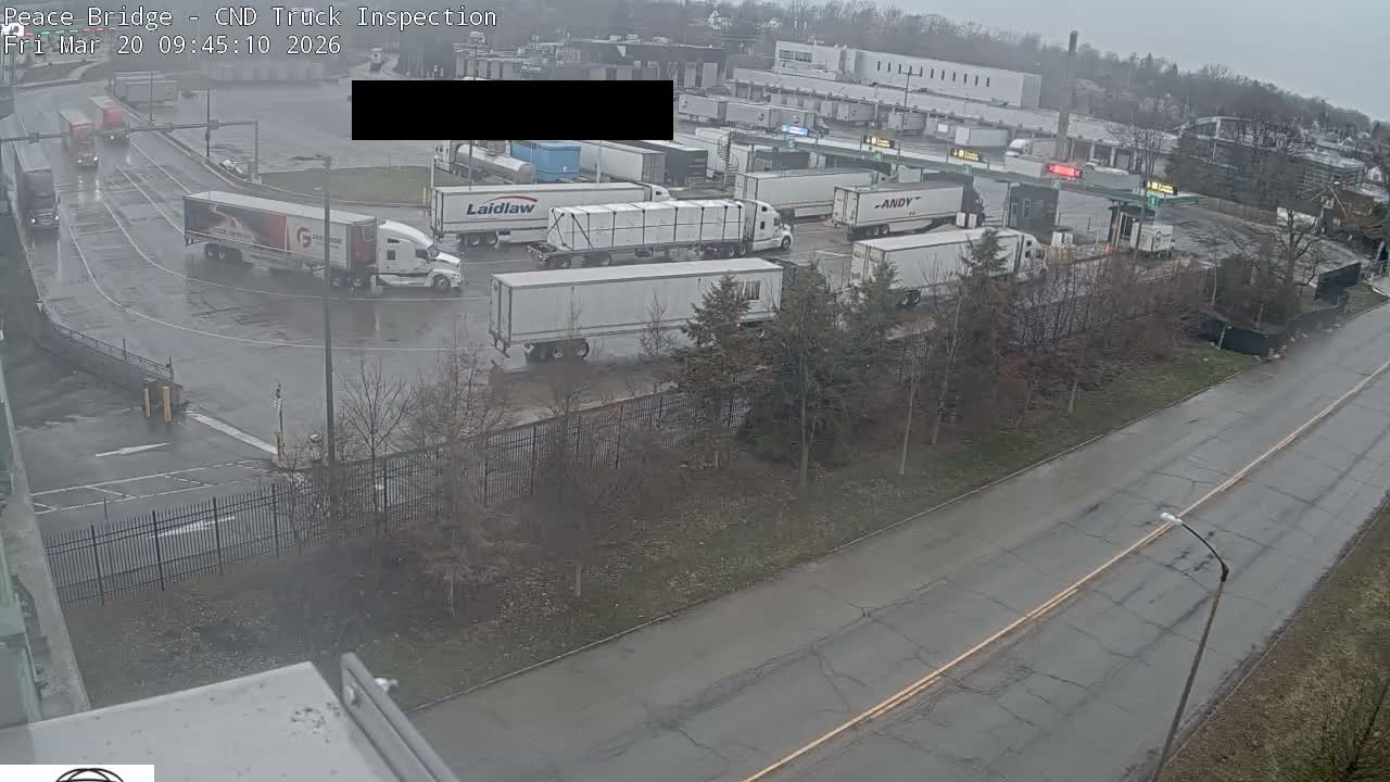 Fort Erie, Peace Bridge Canada Bound Truck Border Crossing Check Toll Booth Live Cam -Fort Erie, Niagara, Ontario, Canada