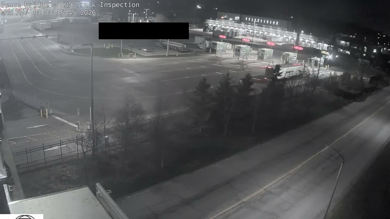 Fort Erie, Peace Bridge Canada Bound Truck Border Crossing Check Toll Booth Live Cam -Fort Erie, Niagara, Ontario, Canada