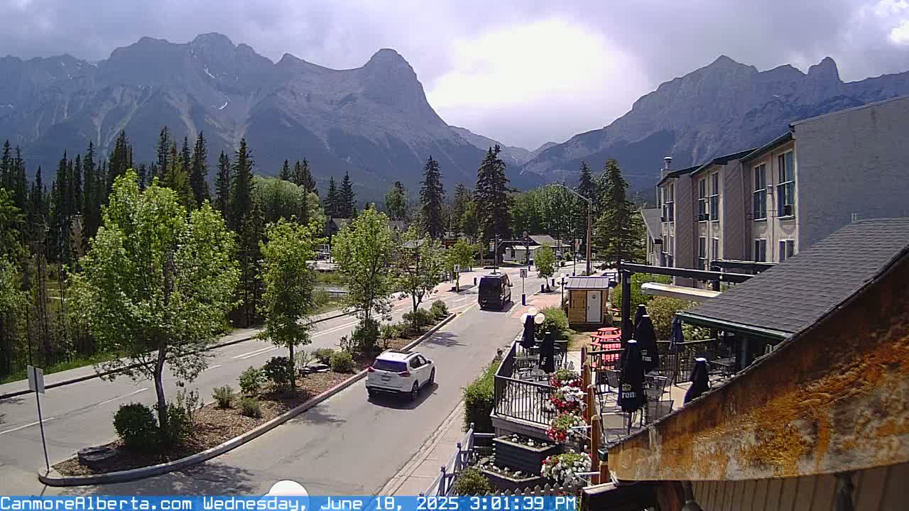 Canmore Mt. Lawrance Grassi & Ha Ling Peak View Live Cam - Canmore, Alberta's Rockies, Alberta, Canada
