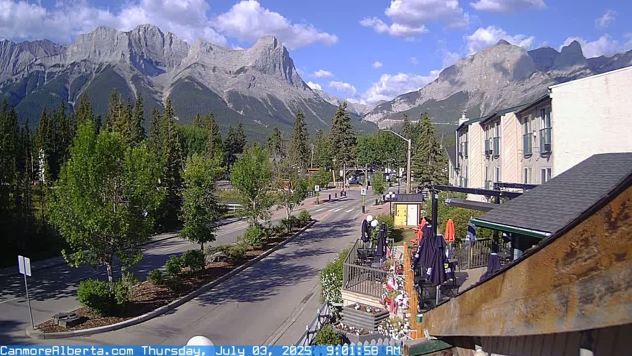 Canmore Mt. Lawrance Grassi & Ha Ling Peak View Live Cam - Canmore, Alberta's Rockies, Alberta, Canada