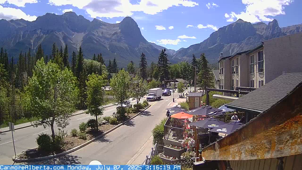 Canmore Mt. Lawrance Grassi & Ha Ling Peak View Live Cam - Canmore, Alberta's Rockies, Alberta, Canada
