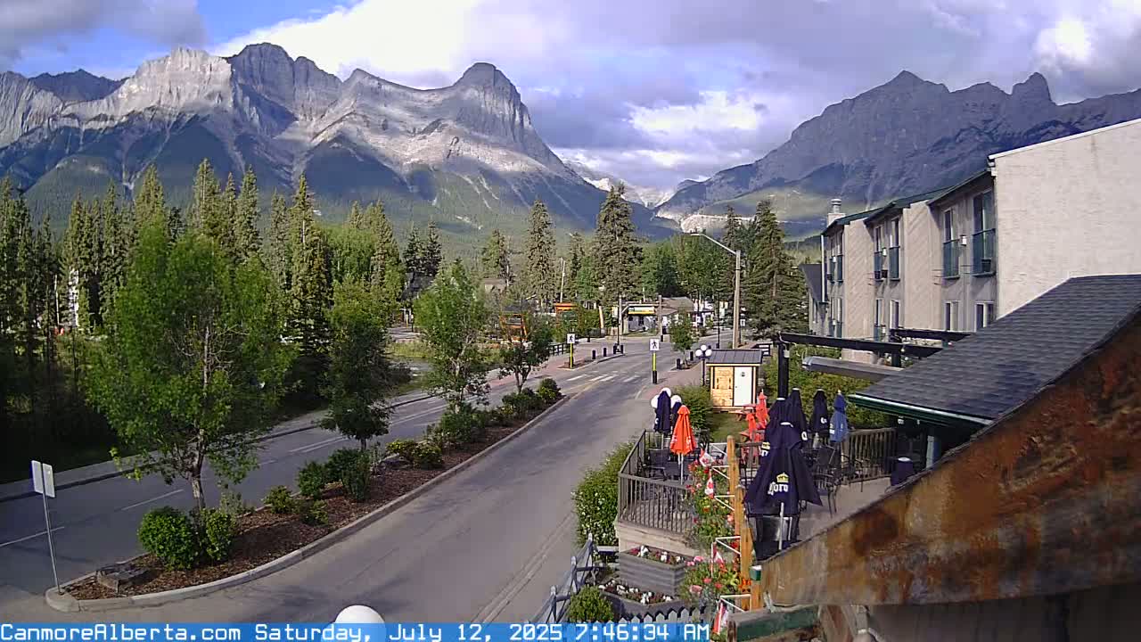 Canmore Mt. Lawrance Grassi & Ha Ling Peak View Live Cam - Canmore, Alberta's Rockies, Alberta, Canada