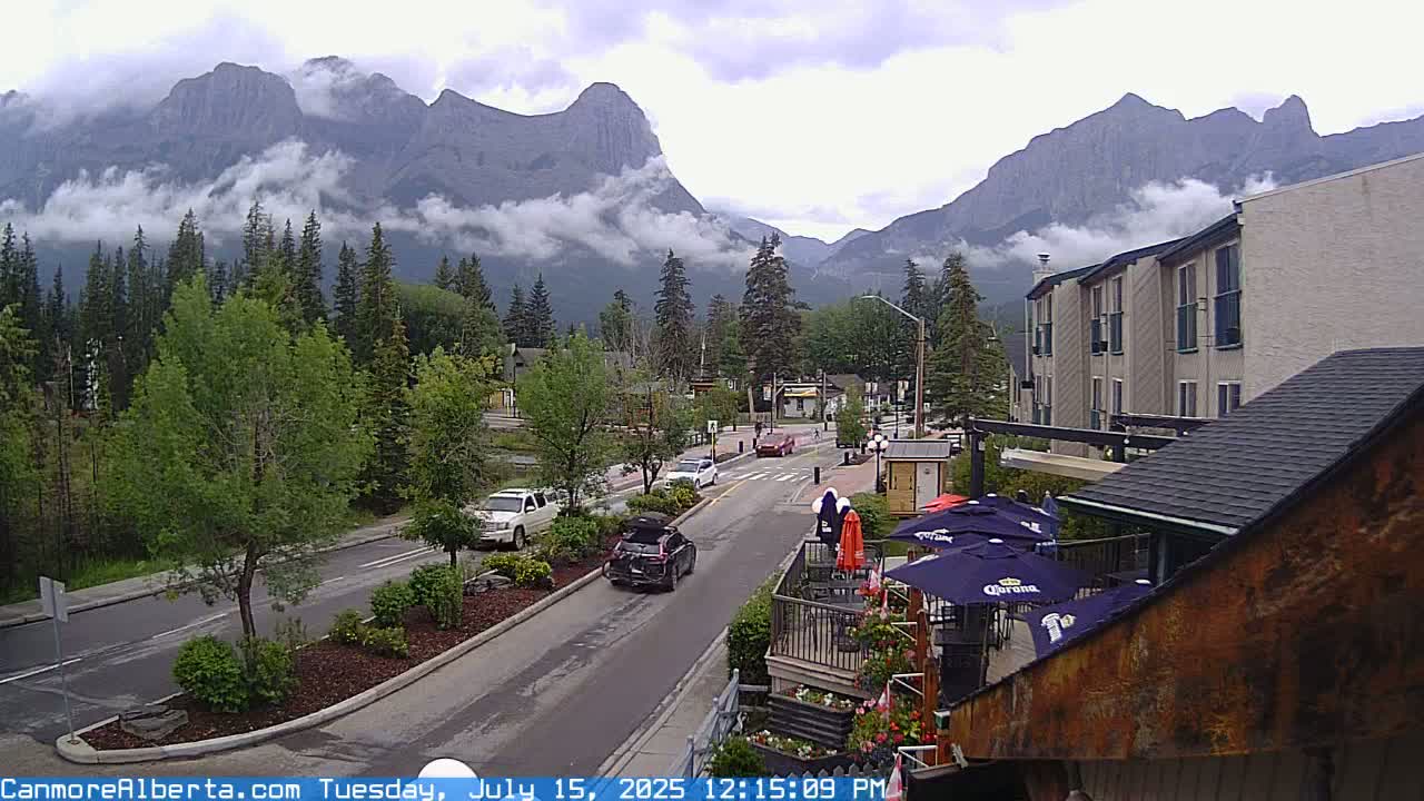 Canmore Mt. Lawrance Grassi & Ha Ling Peak View Live Cam - Canmore, Alberta's Rockies, Alberta, Canada