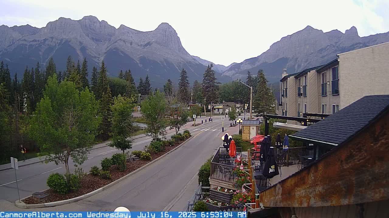 Canmore Mt. Lawrance Grassi & Ha Ling Peak View Live Cam - Canmore, Alberta's Rockies, Alberta, Canada