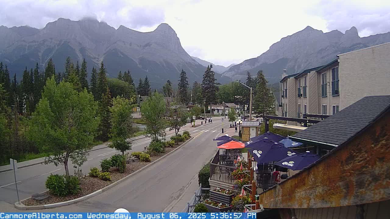 Canmore Mt. Lawrance Grassi & Ha Ling Peak View Live Cam - Canmore, Alberta's Rockies, Alberta, Canada