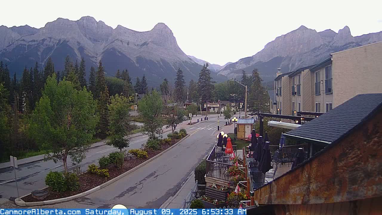 Canmore Mt. Lawrance Grassi & Ha Ling Peak View Live Cam - Canmore, Alberta's Rockies, Alberta, Canada