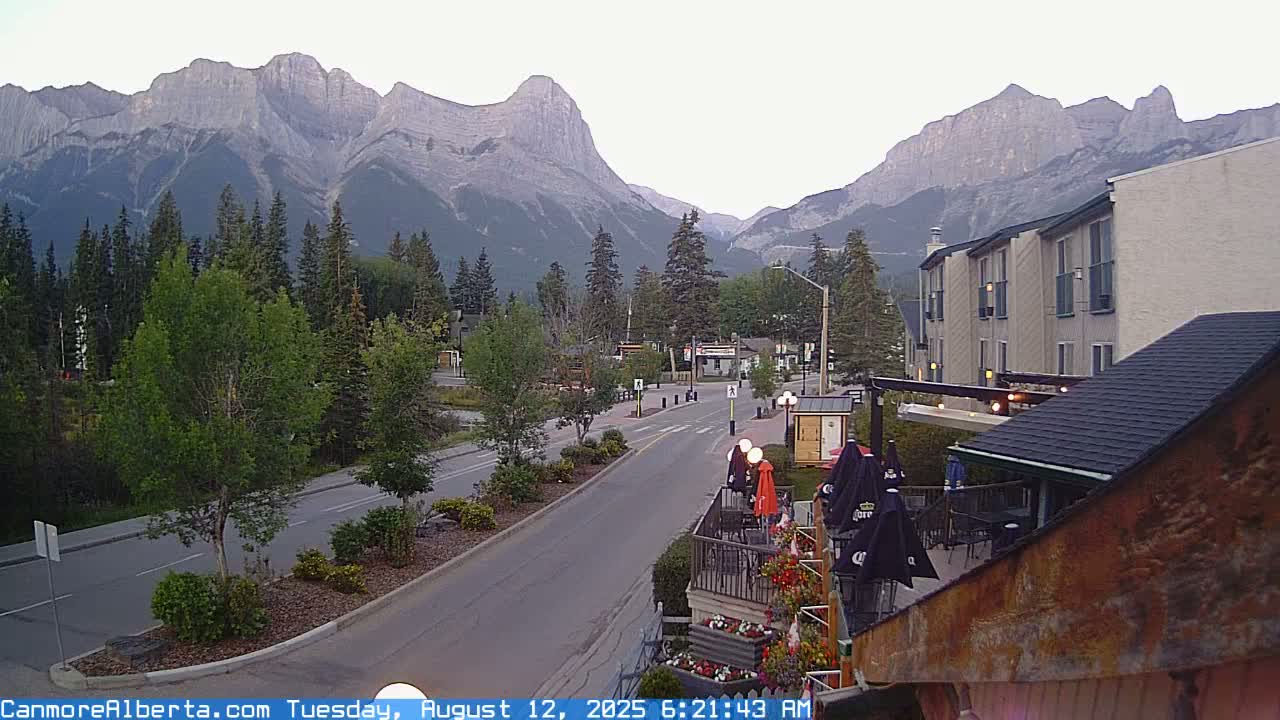 Canmore Mt. Lawrance Grassi & Ha Ling Peak View Live Cam - Canmore, Alberta's Rockies, Alberta, Canada